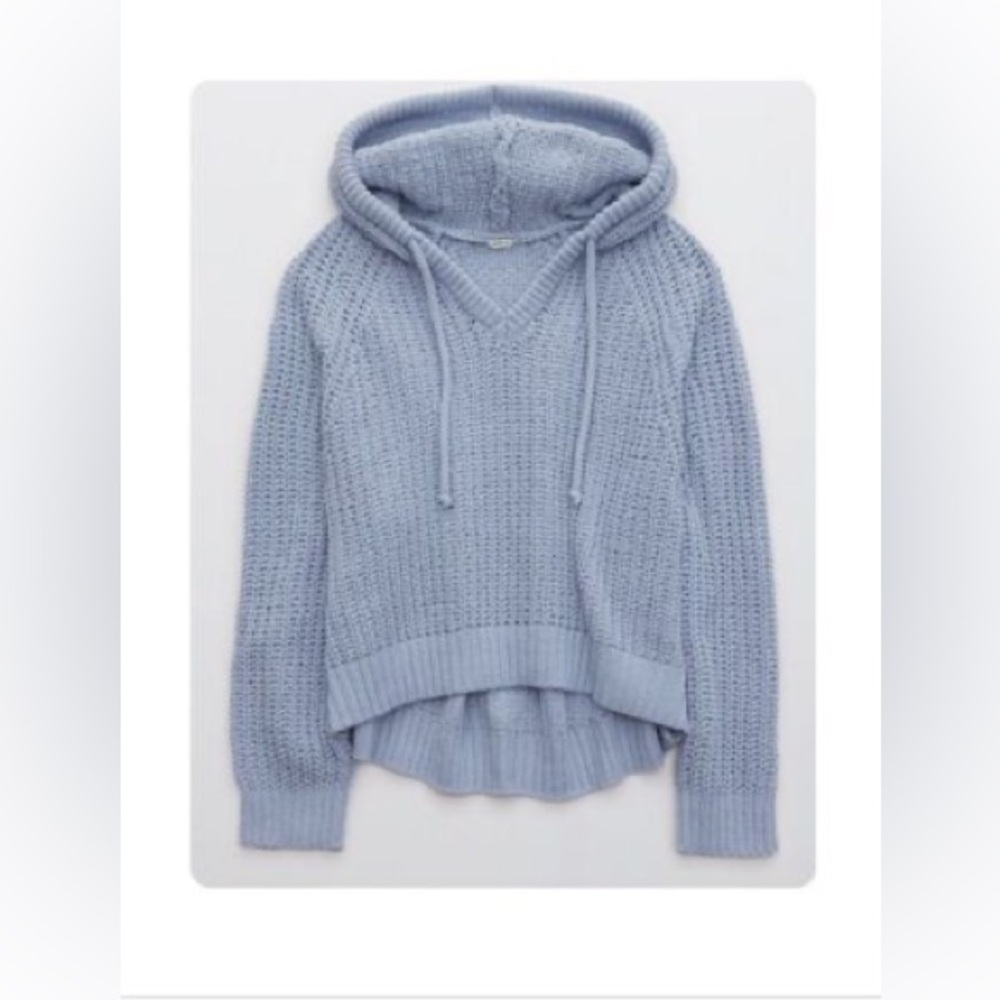 AERIE CHENILLE CROPPED KNIT HOODIE
